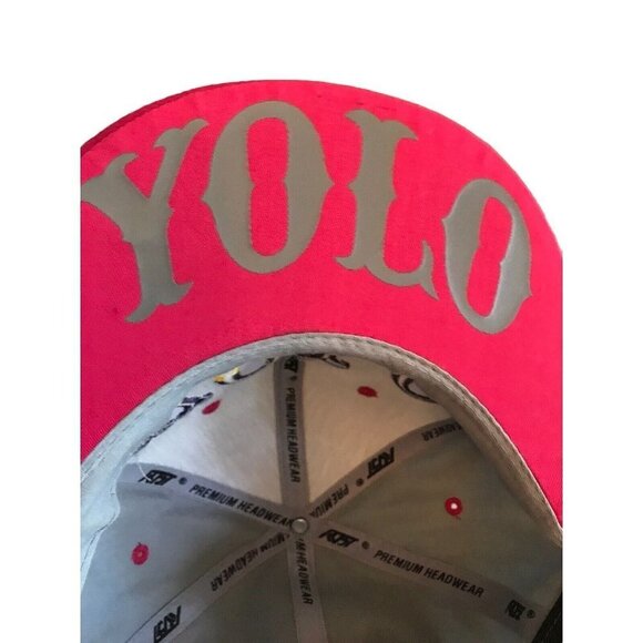 YOLO Adjustable Snapback Hat Hip Hop You Only Live Once Cap Gray Pink Yellow - Picture 7 of 7
